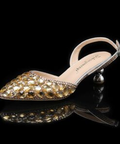 Women's Blue Rhinestone Slingback Heels - Perfect for Weddings and Evening Parties 2025