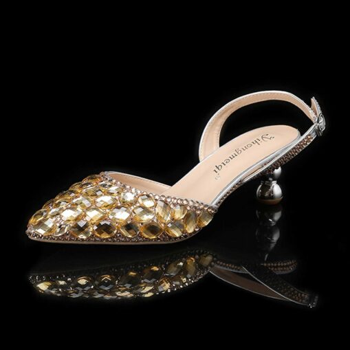Women's Blue Rhinestone Slingback Heels - Perfect for Weddings and Evening Parties 2025