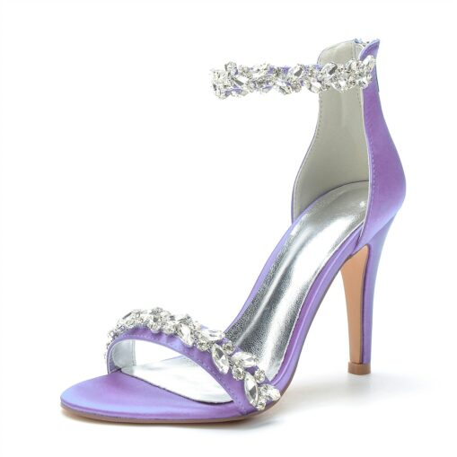 Women's Wedding Shoes Bling Bling Sparkling Shoes Bridal Shoes Crystal Stiletto Pointed Toe Minimalism Satin Zipper Green / Blue Black White 2025 - Image 5