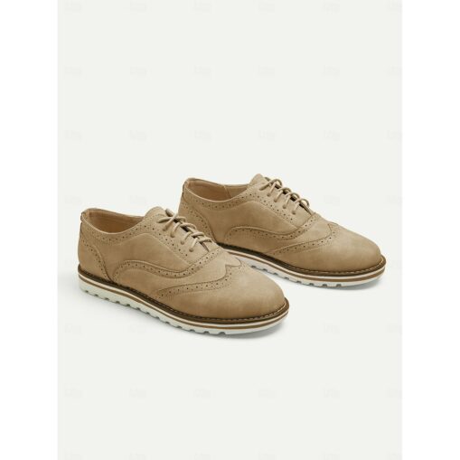 Women's Pink Suede Oxford Shoes with Brogue Detailing and Comfortable Sole - Perfect for Casual and Formal Wear 2025 - Image 5