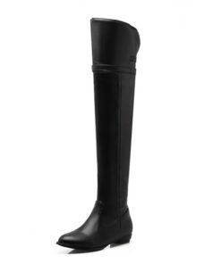 Women's Boots Daily Solid Colored Over The Knee Boots Thigh High Boots Winter Block Heel Round Toe Classic PU Leather Zipper Dark Brown Black Beige 20