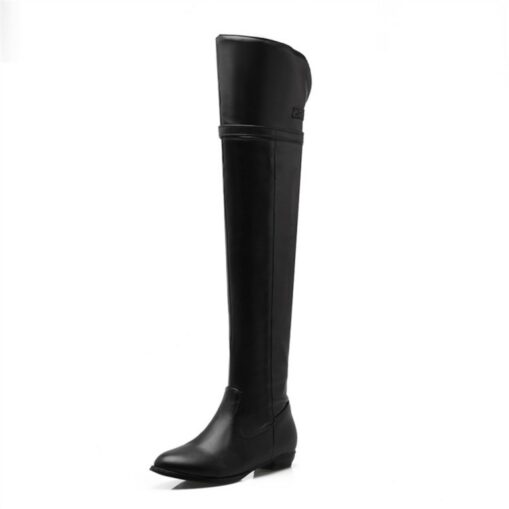 Women's Boots Daily Solid Colored Over The Knee Boots Thigh High Boots Winter Block Heel Round Toe Classic PU Leather Zipper Dark Brown Black Beige 20
