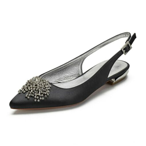 Women's Purple Satin Bridal Slingback Flats with Rhinestone Embellishments – Elegant Wedding Shoes for Brides 2025 - Image 2