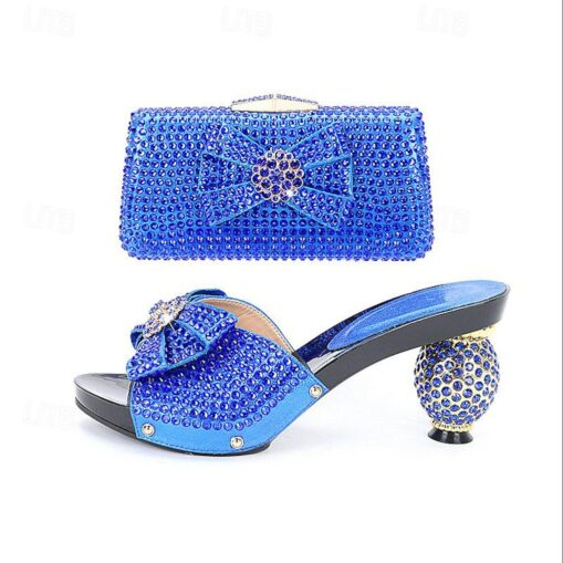 Women's Gold Rhinestone-Embellished Heels with Matching Clutch Bag – Elegant Open-Toe Sandals for Weddings & Special Occasions 2025 - Image 7