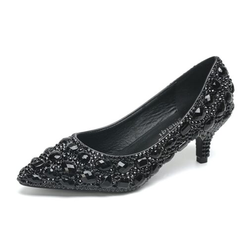 Women's Gold Rhinestone Embellished Pointed Toe Kitten Heels – Luxury Bridal or Evening Party Shoes 2025 - Image 12