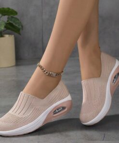Women's Sneakers Slip-Ons Plus Size Flyknit Shoes Platform Sneakers Outdoor Daily Solid Color Flat Heel Round Toe Sporty Casual Walking Tissage Volant