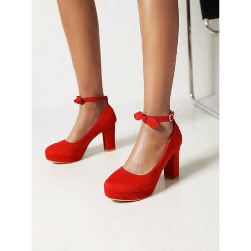 Women's Black Suede Block Heel Dress Shoes with Ankle Strap - Elegant High Heels for Formal Occasions 2025 - Image 4