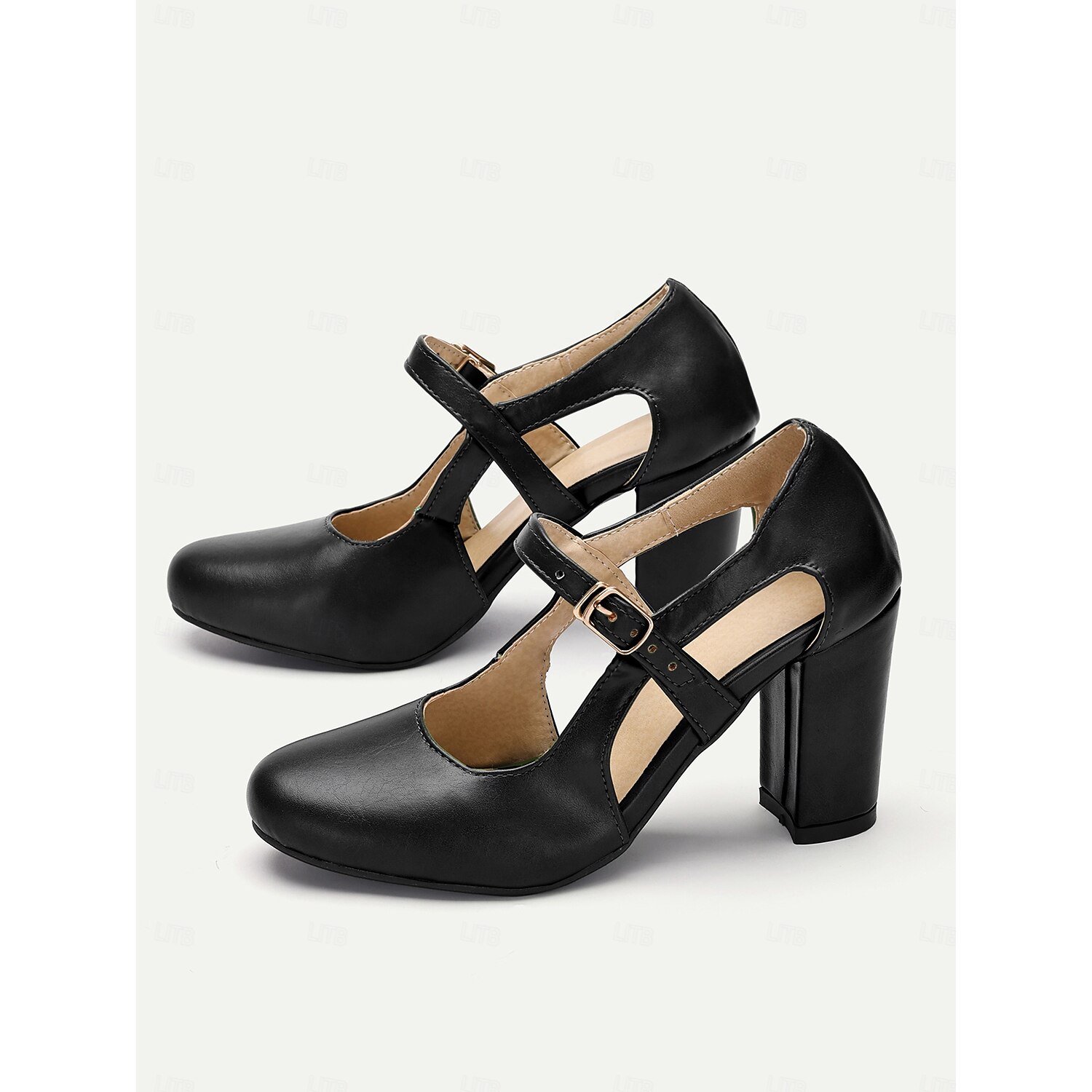 Vintage Green Mary Jane Block Heel Shoes for Women - Chunky High Heels with Buckle Strap, Retro Style Comfortable Leather Pumps 2025 - Image 3