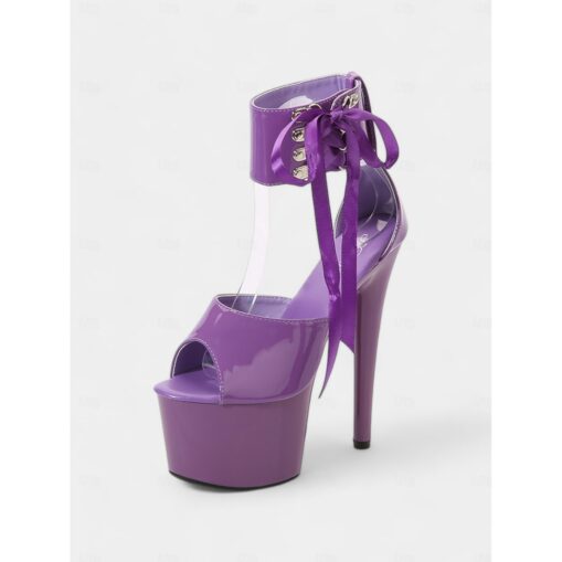 Black Patent Leather Platform Sandals with Lace-Up Ankle Straps – Sexy Women's High Heel Shoes for Club and Dance 2025 - Image 10