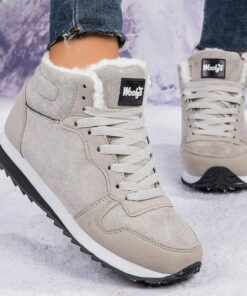Women's Faux Suede Winter Sneakers with Plush Lining - Casual Warm Lace-Up Shoes for Cold Weather 2025