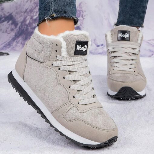Women's Faux Suede Winter Sneakers with Plush Lining - Casual Warm Lace-Up Shoes for Cold Weather 2025