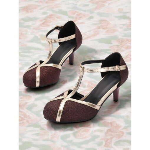 Women's Vintage Green & Gold Suede T-Strap Heels, Retro-Inspired Fashion Shoes for Special Occasions and Everyday Elegance 2025 - Image 6