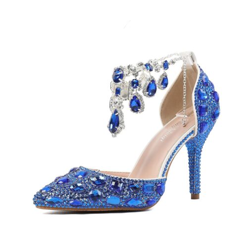 Women's Crystal Rhinestone Prom Shoes with Purple Gemstone Embellishments and Ankle Jewelry Chain - Elegant Stiletto Heels for Parties 2025 - Image 9
