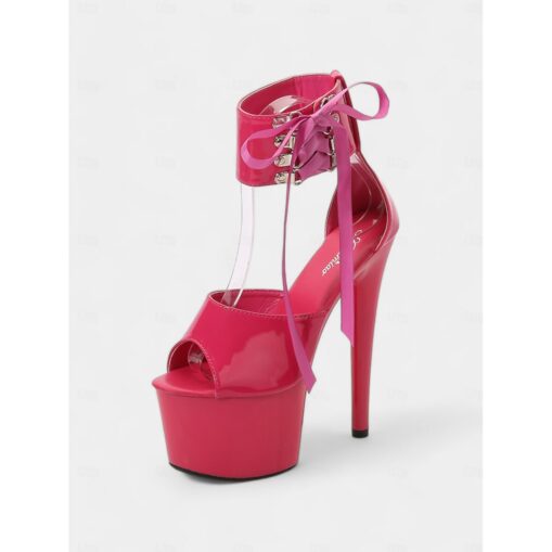 Black Patent Leather Platform Sandals with Lace-Up Ankle Straps – Sexy Women's High Heel Shoes for Club and Dance 2025 - Image 7