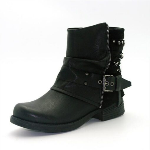 Women's Ankle Boots with Studded Straps and Buckles, Casual Retro Style for Everyday Wear 2025