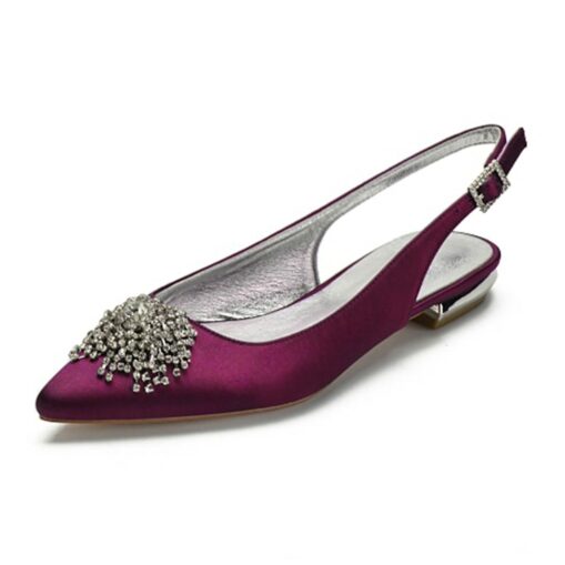 Women's Purple Satin Bridal Slingback Flats with Rhinestone Embellishments – Elegant Wedding Shoes for Brides 2025 - Image 14