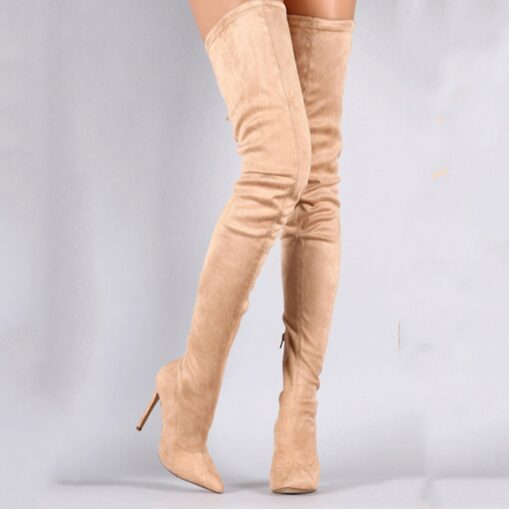 Black Women's Thigh-High Boots with Stiletto Heels for Elegant and Fashionable Wear 2025