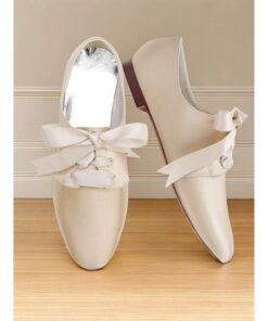 Women's Satin Lace-Up Oxford Shoes with Ribbon Bow, Vintage Victorian Style Flat Shoes for Weddings and Formal Events 2025