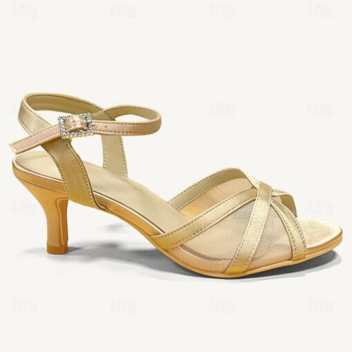 Women's Wedding Shoes Sandals Dress Shoes Wedding Party Wedding Sandals Kitten Heel Elegant Vintage Satin Ankle Strap Black White Light Green 2025 - Image 5