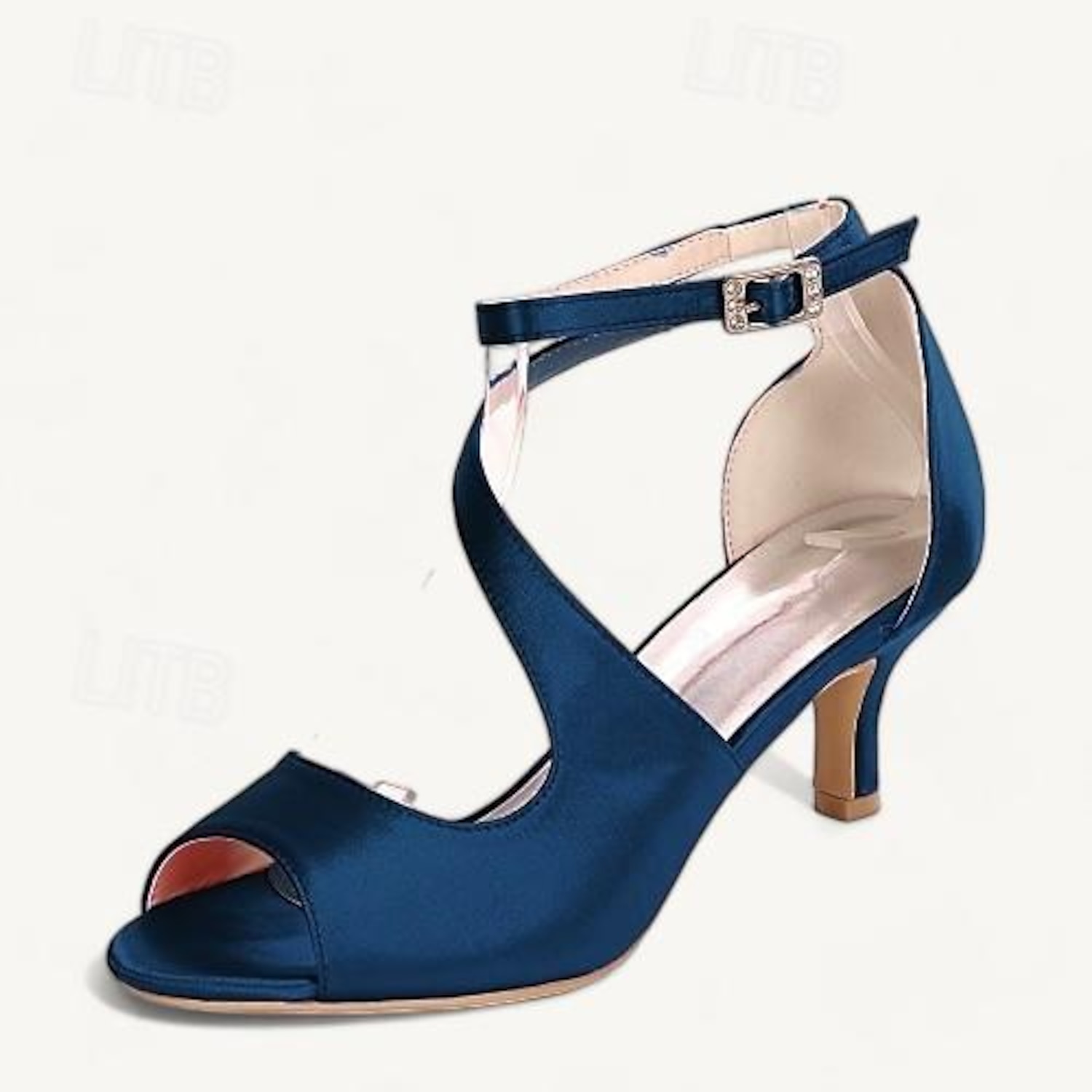 Women's Wedding Shoes Bridal Shoes Buckle Kitten Heel Open Toe Minimalism Satin Ankle Strap Black White Ivory 2025