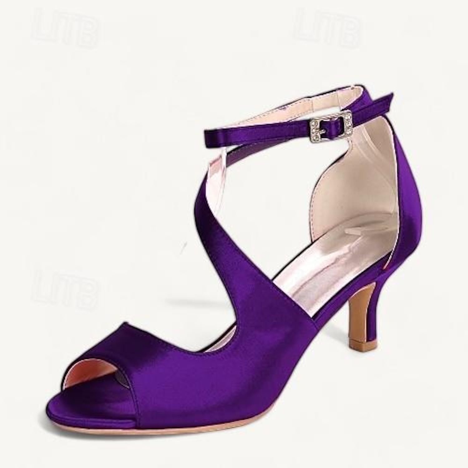 Women's Wedding Shoes Bridal Shoes Buckle Kitten Heel Open Toe Minimalism Satin Ankle Strap Black White Ivory 2025 - Image 3