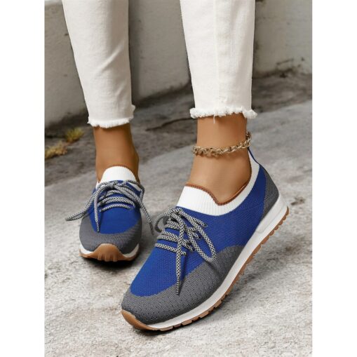 Women's Lightweight Knit Casual Sneakers – Breathable Lace-Up Athletic Shoes for Walking, Running, and Everyday Wear 2025 - Image 3