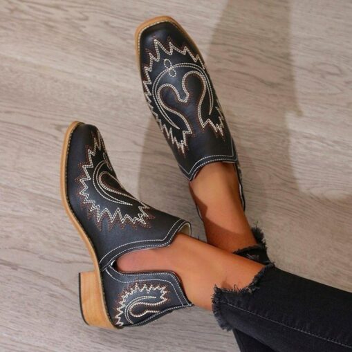 Women's Turquoise Western Ankle Boots with Embroidered Design - Stylish Cowboy Boots for Casual and Country Outfits 2025 - Image 4