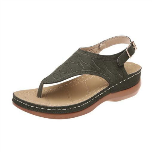 Women's T-Strap Wedge Sandals, Casual Open Toe Boho Flip Flops with Adjustable Buckle - Perfect for Summer Beach and Daily Wear 2025 - Image 3