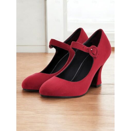 Women's Teal Suede Mary Jane Heels with Buckle Strap – Retro High Heel Pumps for Parties and Formal Events 2025 - Image 3