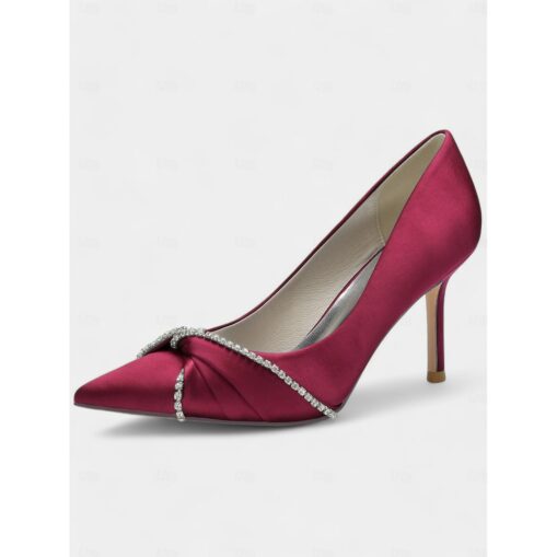Women's Satin Pointed Toe Heels with Rhinestone Trim – Classic Formal Pumps for Evening and Special Events 2025 - Image 5