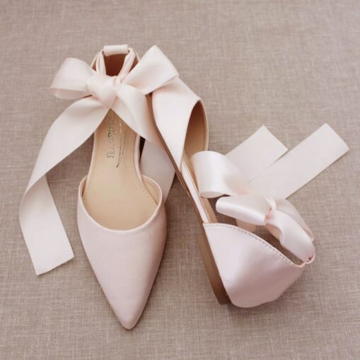 Women's Comfortable Satin Ribbon Tie Ballet Flats – Elegant Ivory Wedding Shoes for Brides and Bridesmaids, Perfect for Formal Events and Special Occa - Image 2
