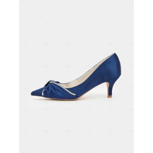 Women's Satin Pointed Toe Heels with Rhinestone Trim – Classic Formal Pumps for Evening and Special Events 2025 - Image 2