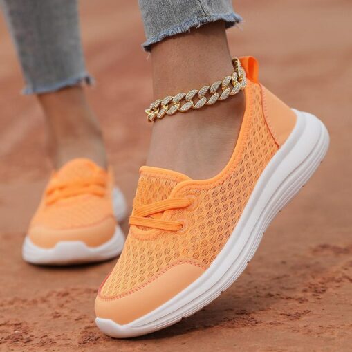 Women's Sneakers Mesh Sneakers Breathable Mesh Lace Flat Spoty Loafer Shoes White Pink Purple 2025 - Image 2