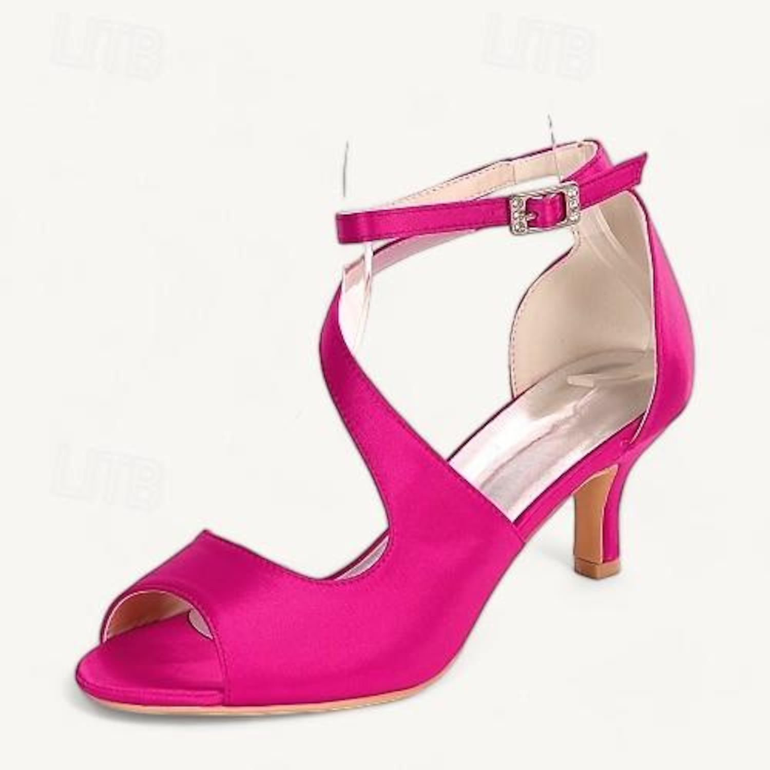 Women's Wedding Shoes Bridal Shoes Buckle Kitten Heel Open Toe Minimalism Satin Ankle Strap Black White Ivory 2025 - Image 10