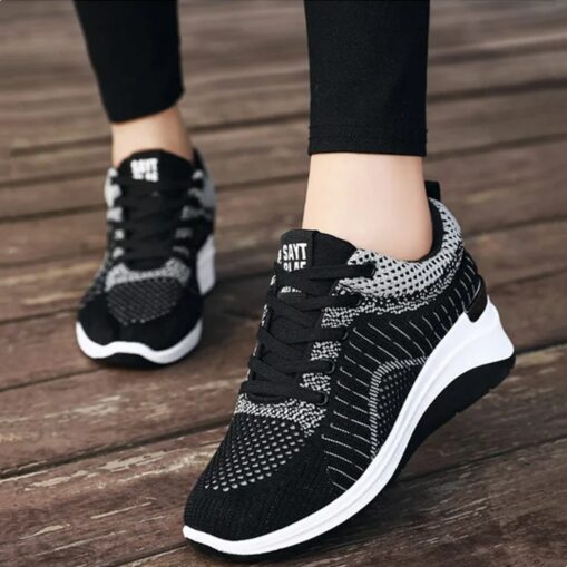 Women's Sneakers Plus Size Platform Sneakers Outdoor Solid Color Summer Flat Heel Round Toe Fashion Sporty Casual Walking PU Lace-up Black Pink Gray 2 - Image 2