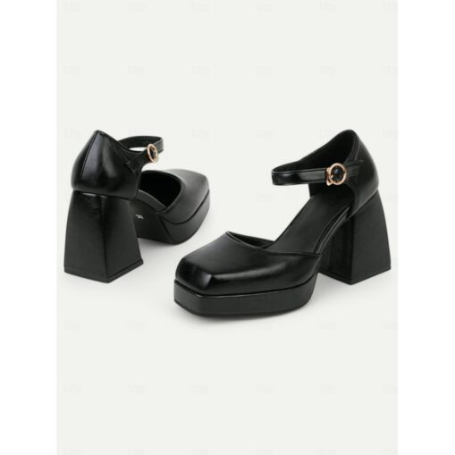 Women's 1980s Pink Platform Heels with Square Toe and Ankle Strap – Bold and Stylish Footwear for Parties, Night Outs, and Trendy Events 2025 - Image 4