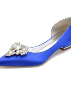 Women's Wedding Shoes Dress Shoes Wedding Party Daily Wedding Flats Bridal Shoes Bridesmaid Shoes Rhinestone Flat Heel Pointed Toe Elegant Fashion Sat
