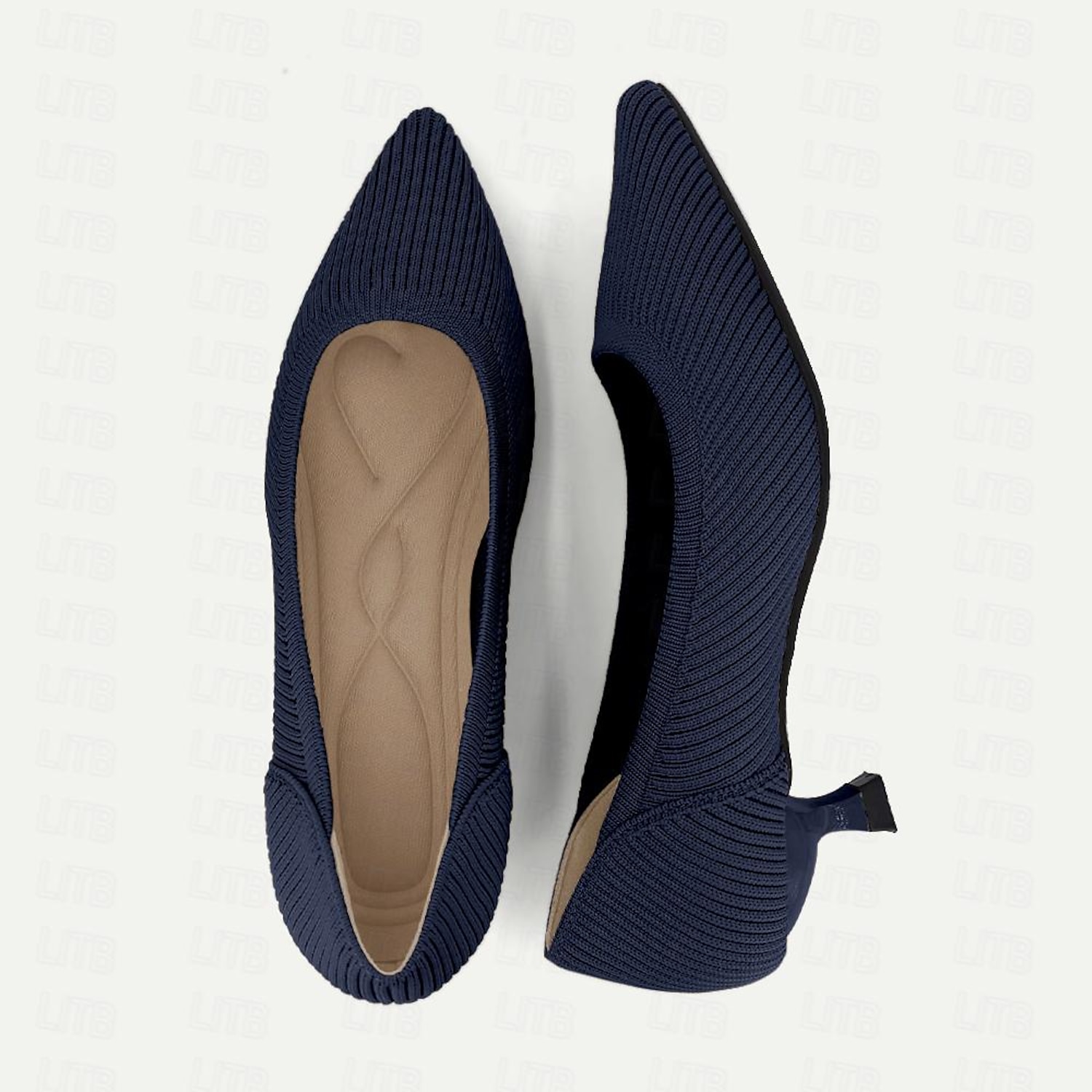 Women's Heels Plus Size Flyknit Shoes Outdoor Work Daily Striped Kitten Heel Pointed Toe Fashion Classic Comfort Walking Tissage Volant Loafer Almond - Image 8