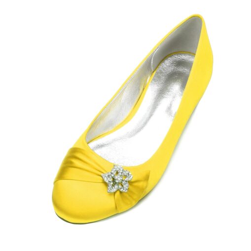 Women's Navy Satin Ballet Flats with Rhinestone Floral Embellishment - Elegant Wedding or Evening Shoes 2025 - Image 9