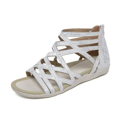 Women's Gladiator Style Flat Sandals - Strappy Open-Toe Summer Shoes in Denim Blue 2025 - Image 6