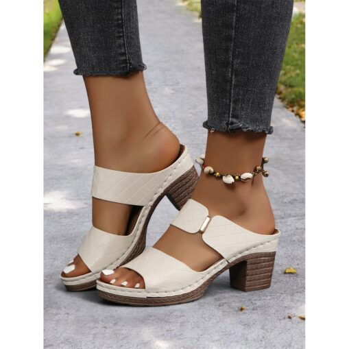 Women's Green Block Heel Double Straps Sandals - Comfortable Shoes for Casual Outings and Summer Wear 2025 - Image 3