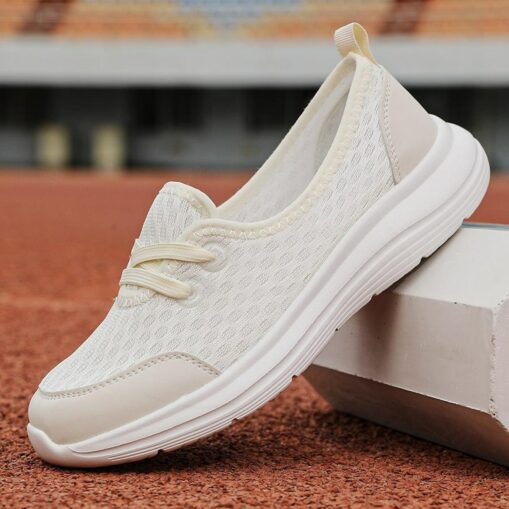 Women's Sneakers Mesh Sneakers Breathable Mesh Lace Flat Spoty Loafer Shoes White Pink Purple 2025
