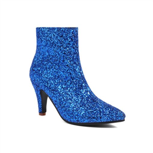 Women's Boots Bling Bling Shoes Metallic Boots Glitter Crystal Sequined Jeweled Wedding Party Daily Booties Ankle Boots Sequin Kitten Heel Pointed Toe - Image 4