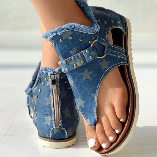 Women's Sandals Flat Sandals Plus Size Sandals Boots Summer Boots Outdoor Daily Beach Solid Color Summer Rivet Flat Heel Vacation Casual Minimalism Ca
