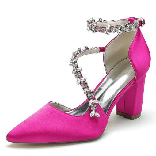 Women's Wedding Shoes Pumps Elegant Luxurious Wedding Party Bridal Bridesmaid Shoes White Wine Black Multicolor Dress Shoes Rhinestone Chunky Heel Poi - Image 8