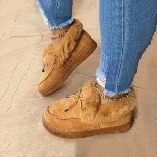 Women's Fur-Lined Moccasin Loafers - Cozy Slip-On Winter Shoes with Plush Trim and Suede Finish 2025 - Image 7