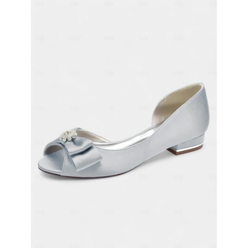 Elegant flats crafted in luxurious satin with a sparkling rhinestone bow, perfect for bridesmaids, wedding guests, or formal evening events 2025 - Image 8