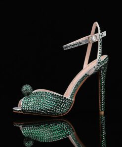 Women's Rhinestone Embellished Stiletto Heel Sandals with Ankle Strap - Sparkling Party Wedding Shoes 2025