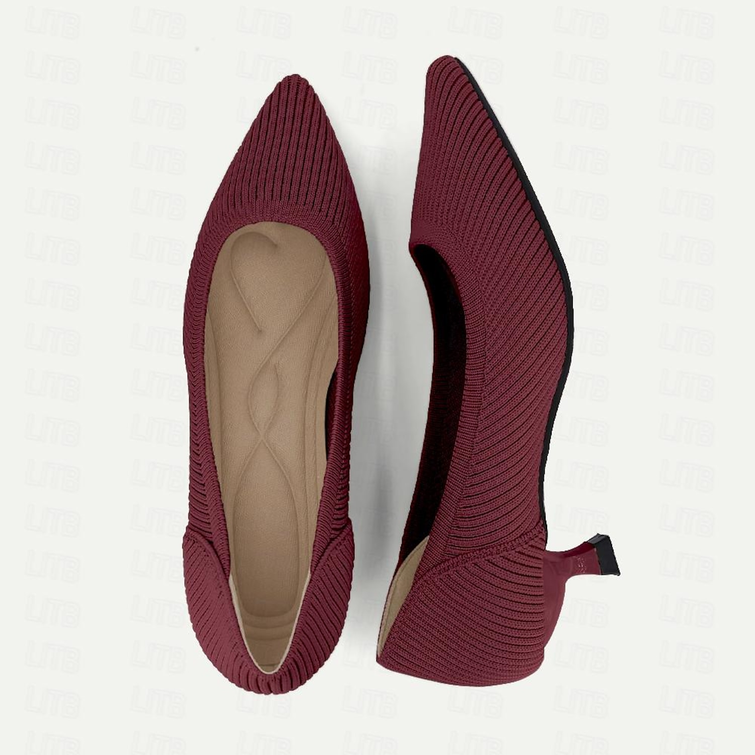 Women's Heels Plus Size Flyknit Shoes Outdoor Work Daily Striped Kitten Heel Pointed Toe Fashion Classic Comfort Walking Tissage Volant Loafer Almond - Image 9