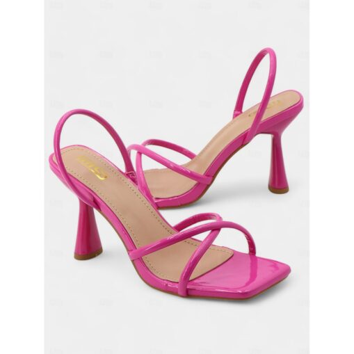 Beige Strappy Heeled Sandals with Square Toe Design – Minimalist Women's High Heels for Summer and Formal Occasions 2025